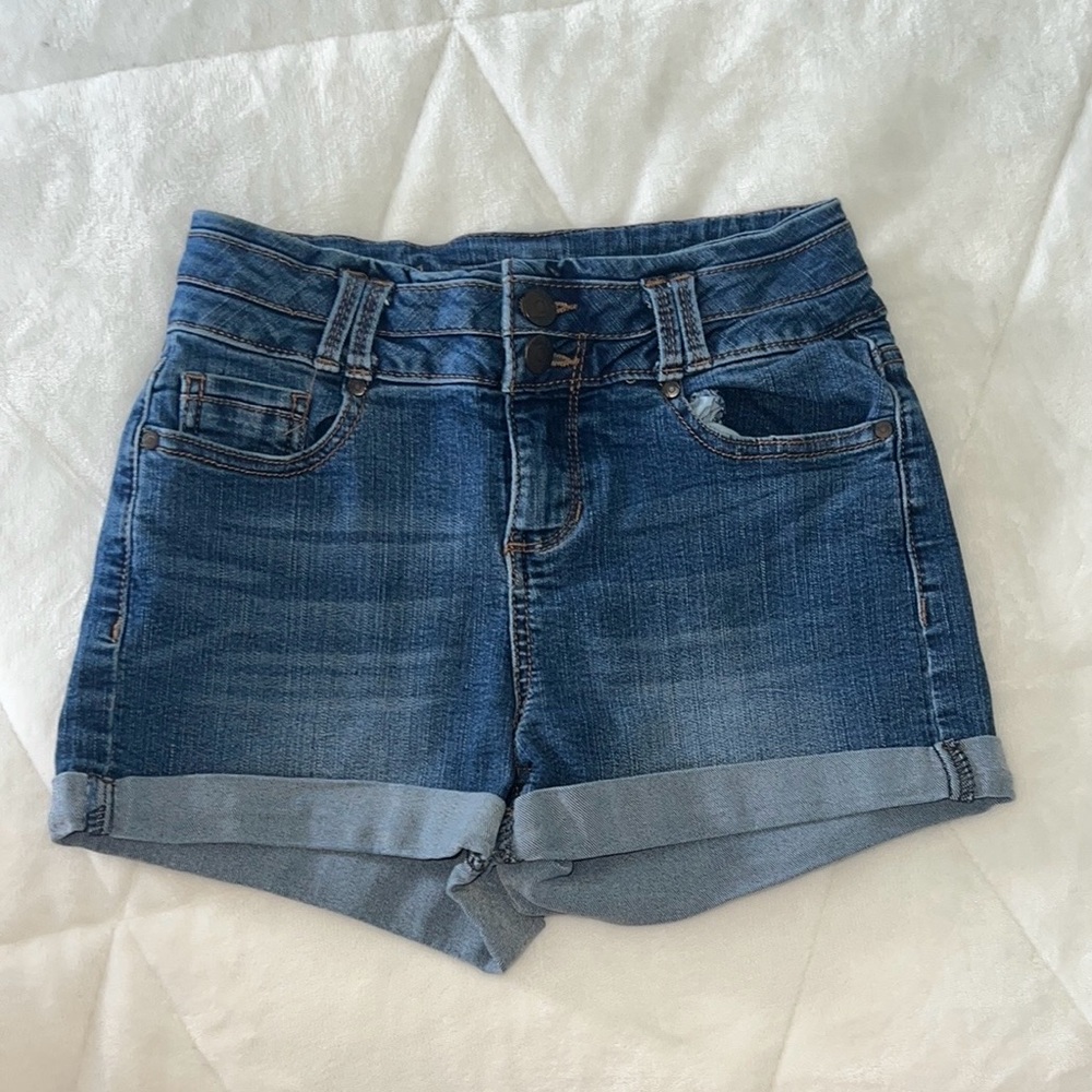 Blue Spice Jean Shorts Blue Stretchy Denim